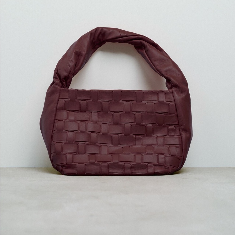 Woven leather bucket bag Zara brown NWT